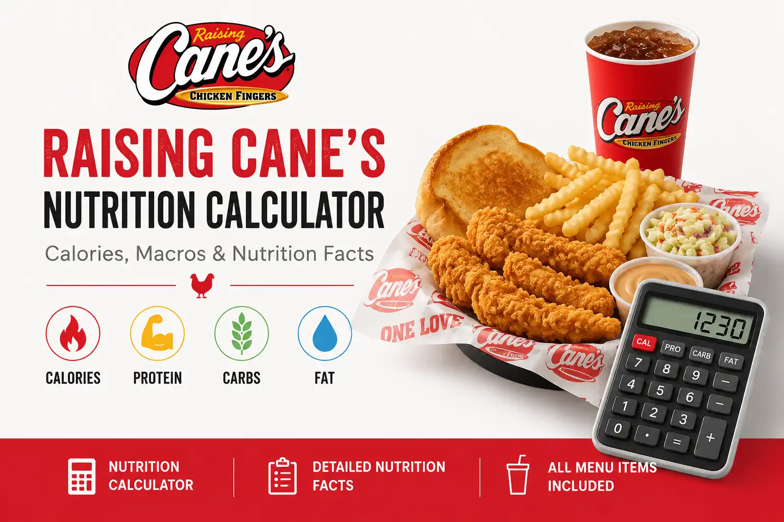 raising cane's nutrition facts calculator
